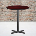 Flash Furniture 36'' Round Mahogany Laminate Table Top With 30'' X 30'' Bar Height Table Base