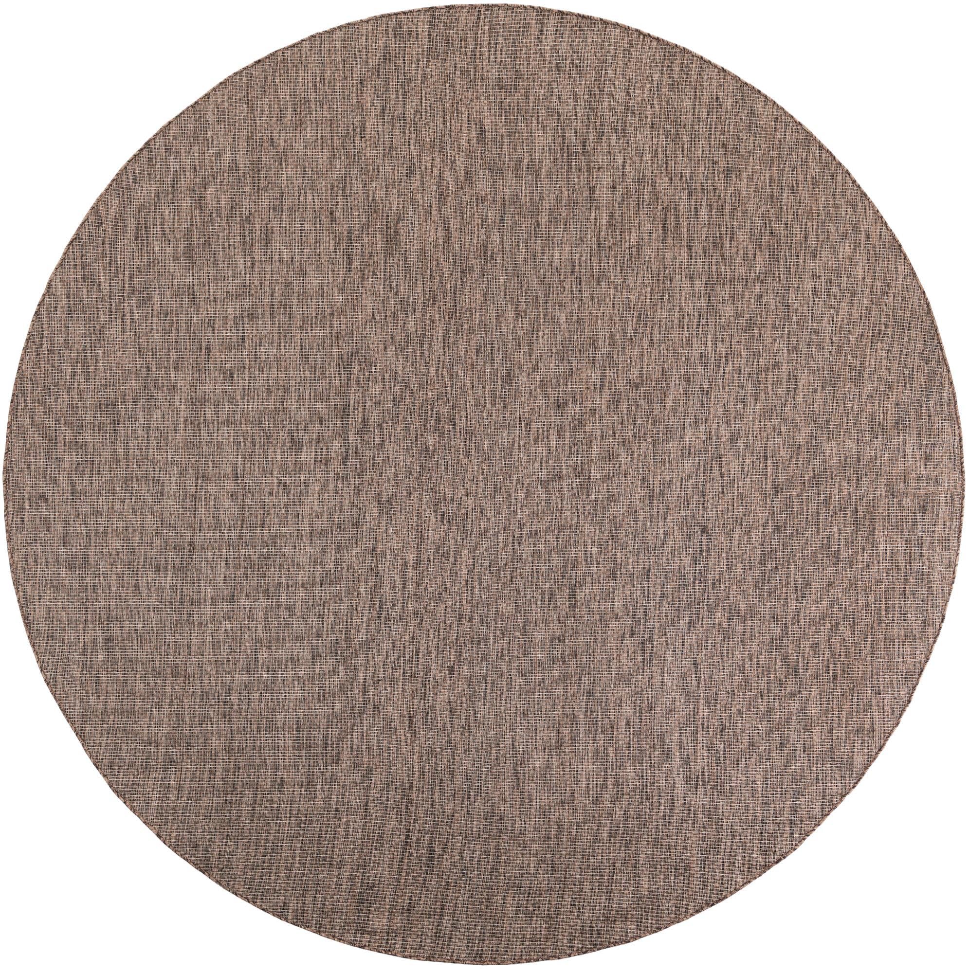 Unique Loom Outdoor Solid Collection Area Rug (10' Round Light Brown/Ivory)