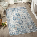 jinchan Area Rug 3x5 Washable Rug Vintage Rug Indoor Floor Cover Distressed Carpet Blue Thin Rug Chenille Mat Accent Rug Lightwe