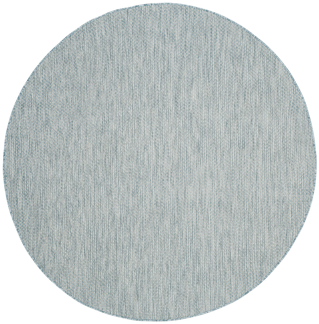Safavieh Courtyard Collection Area Rug - 9' Round, Grey & Navy, Non-Shedding & Easy Care, Indoor/Outdoor & Washable-Ideal For Patio, Backyard, Mudroom (Cy8521-36812)