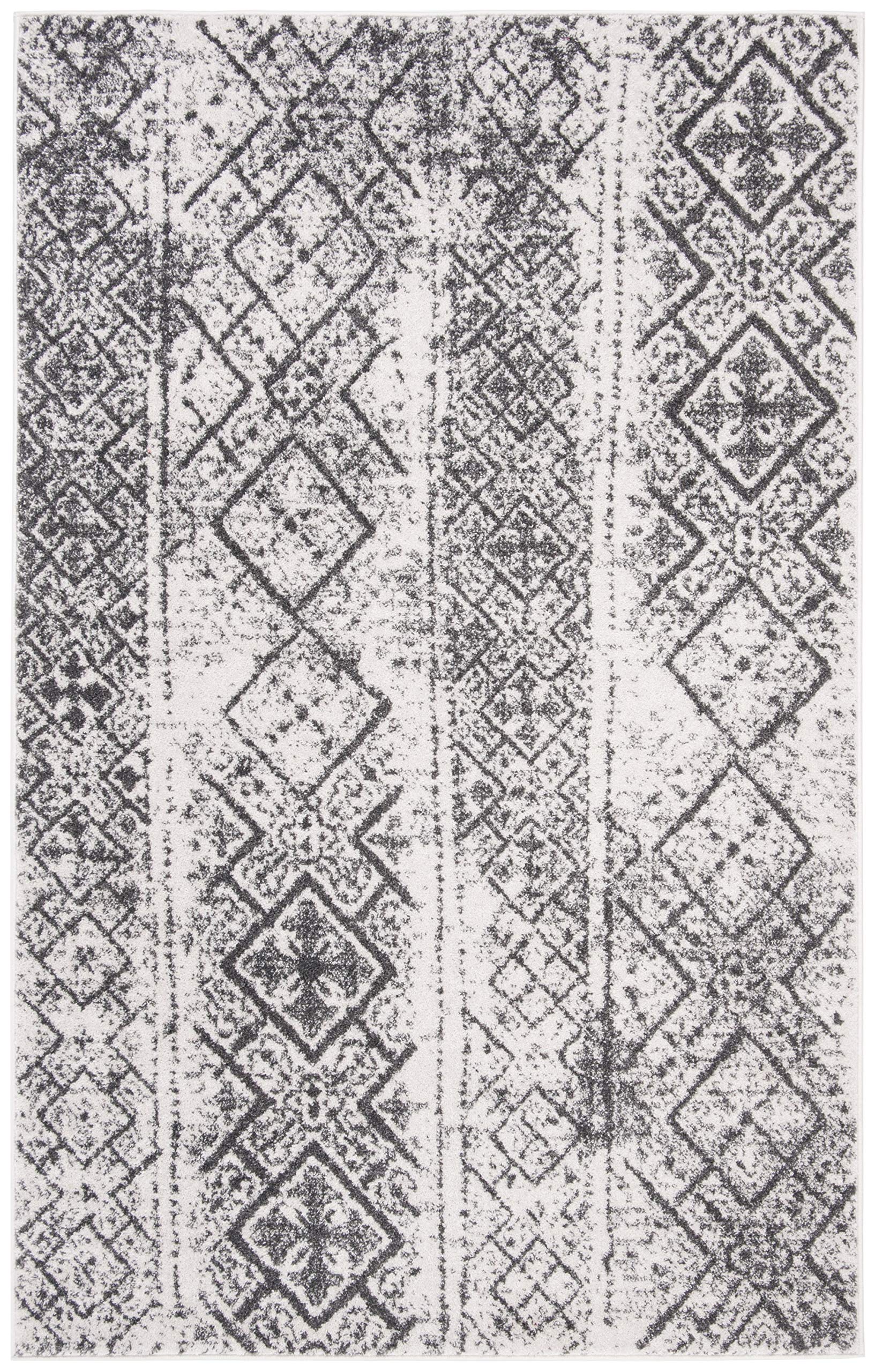 SAFAVIEH Adirondack Collection Accent Rug - 26 x 4, Silver & Black, Moroccan Boho Distressed Design, Non-Shedding & Easy Care,