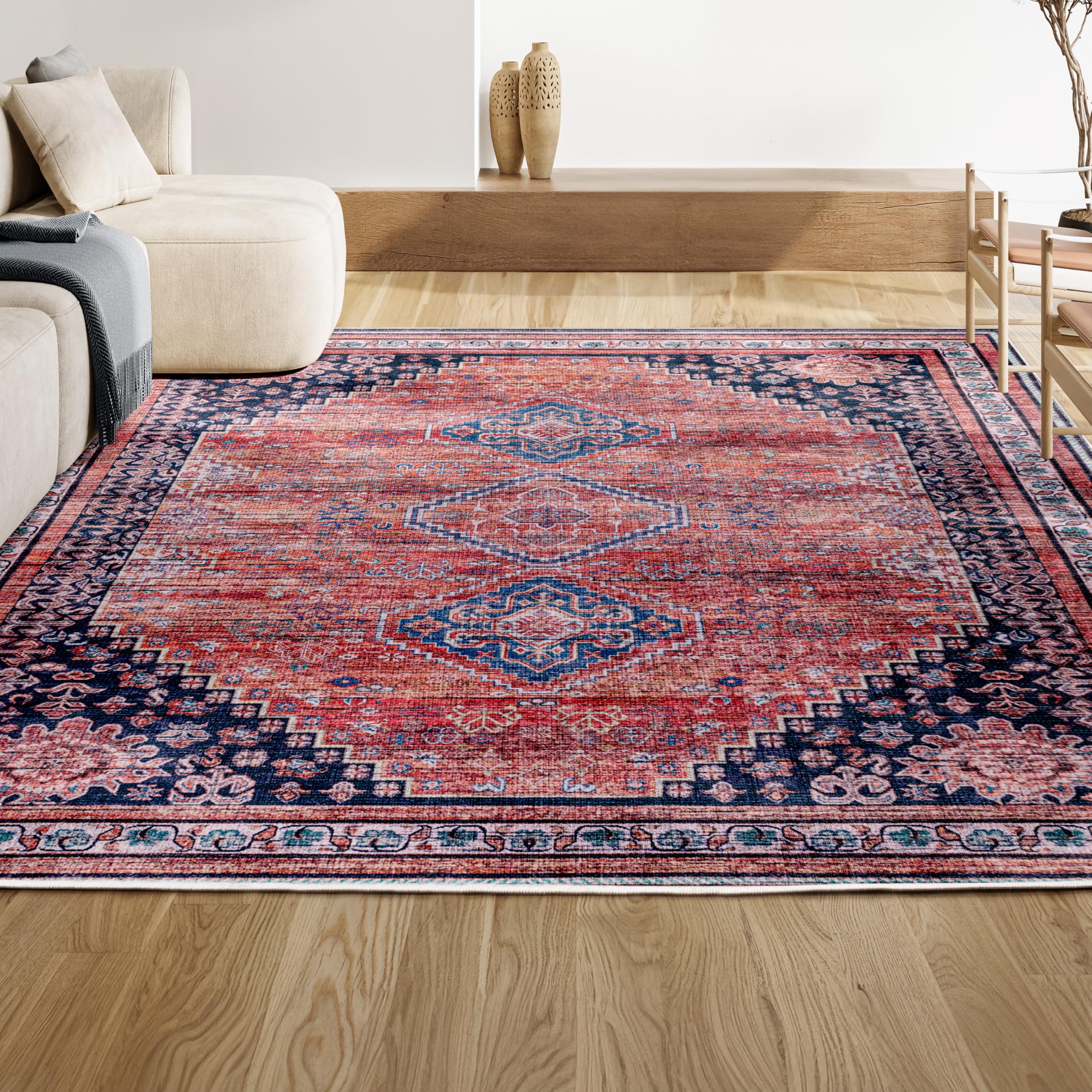 JONATHAN Y WSH101A-5 Dalyan Geometric Medallions Machine Washable Indoor Bohemian Transitional Area Rug,High Traffic,Kitchen,Liv
