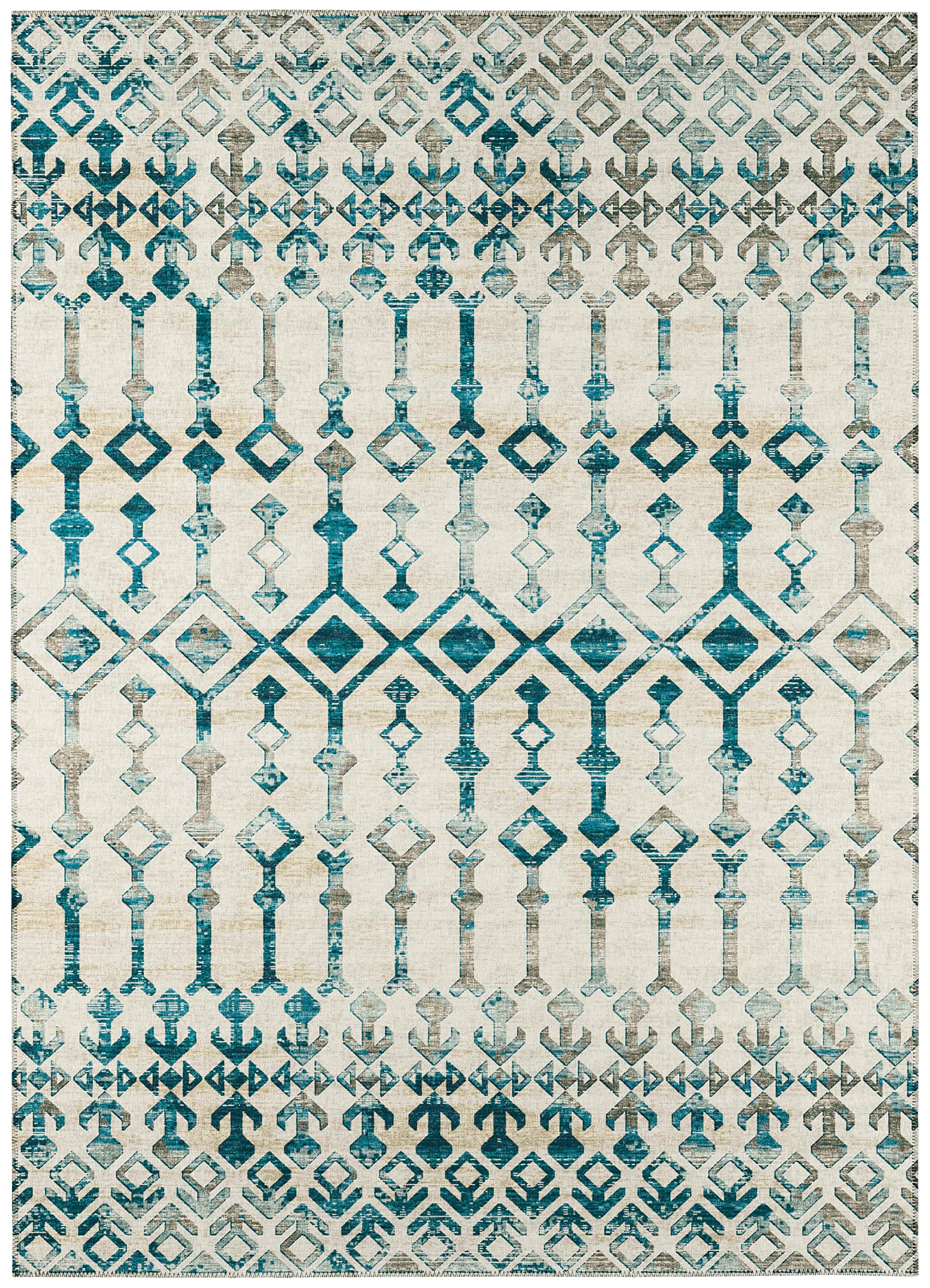 Addison Rugs Bravado Abv38 Ivory Washable 5' X 7'6" Indoor Outdoor Area Rug, Easy Clean, Machine Washable, Non Shedding, Bedroom, Entry, Living Room, Dining Room, Kitchen, Patio Rug