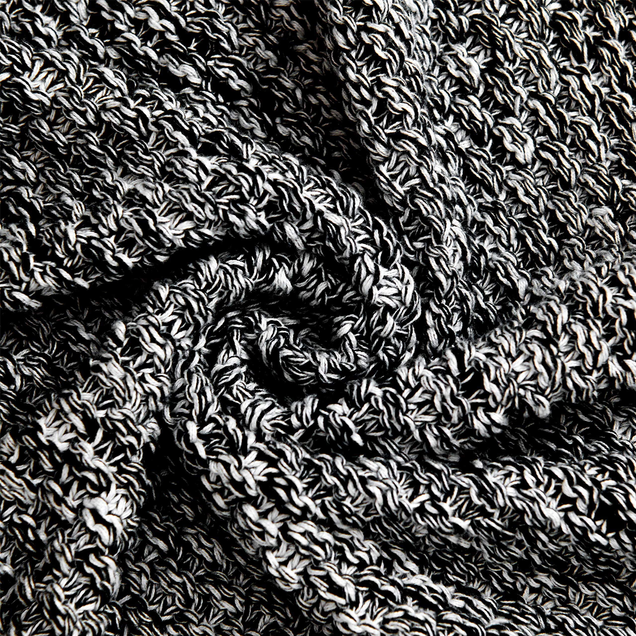 Longhui Bedding Black Knitted Throw Blanket For Couch, Soft, Cozy Machine Washable 100% Cotton Sofa Blanket, Heavy 2.5Lb Weight,