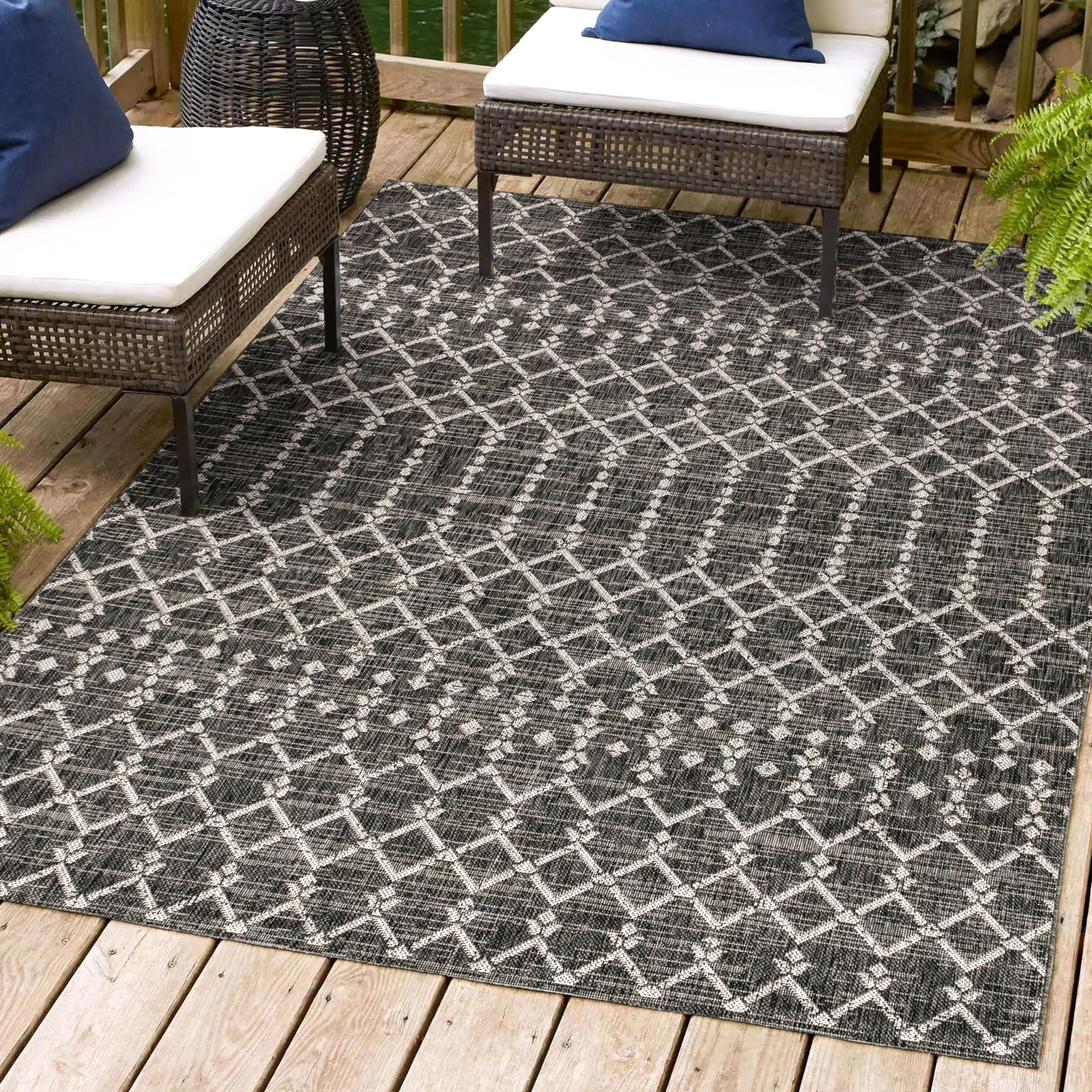 Jonathan Y Smb108F-9 Ourika Moroccan Geometric Textured Weave Indoor Outdoor -Area Rug, Bohemian, Rustic, Scandinavian Easy-Clea