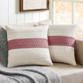 Zeemart 2 Packs Cotton Boho Throw Pillow Covers 20X20 Inch Contrast/Dusty Pink, Soft Farmhouse Decorative Couch Pillow Cases Pink Cushion Covers For Sofa Bed Living Room Home Decor