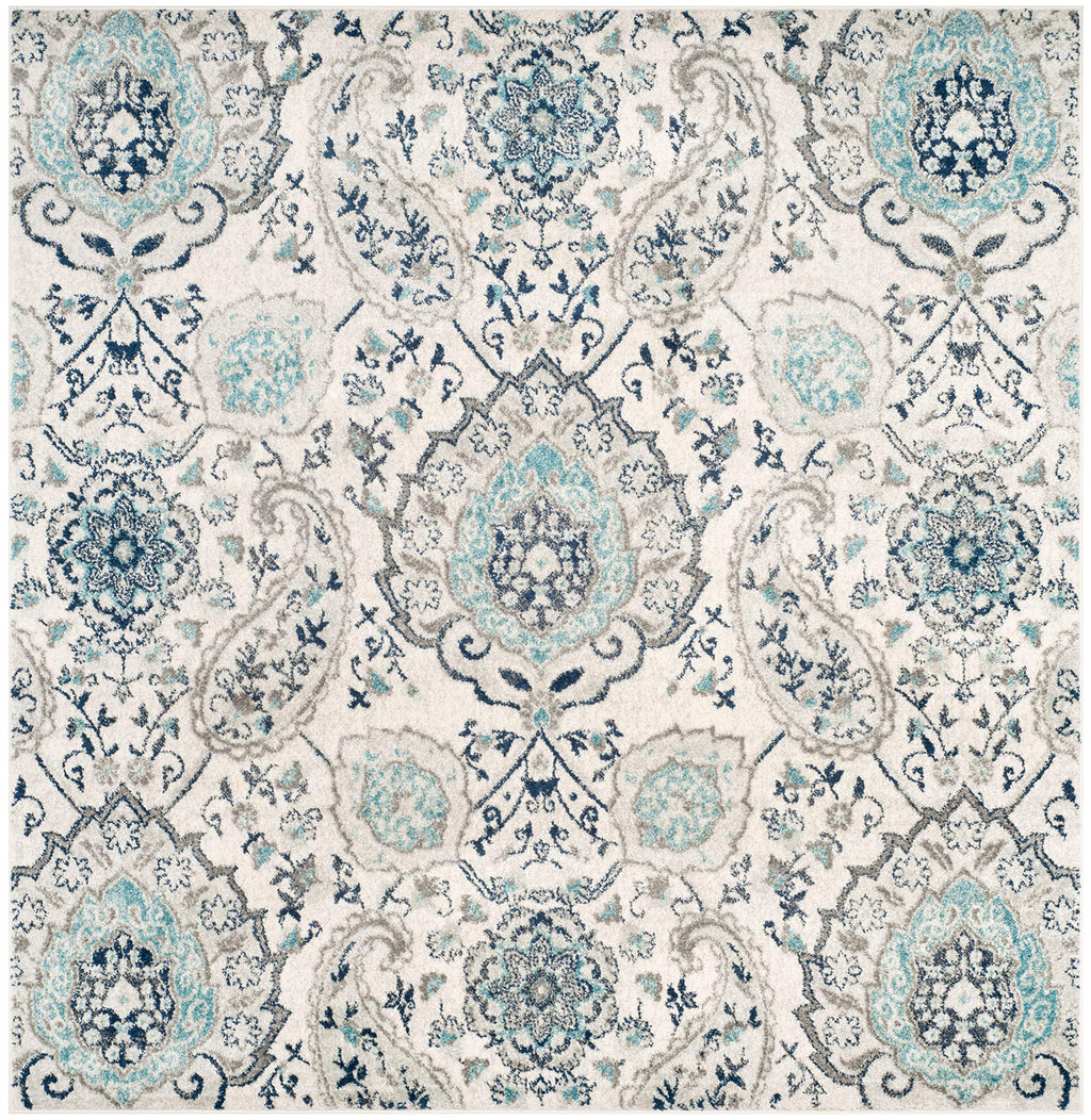 Safavieh Madison Collection Area Rug - 11' Square, Cream & Light Grey, Boho Chic Glam Paisley Design, Non-Shedding & Easy Care,
