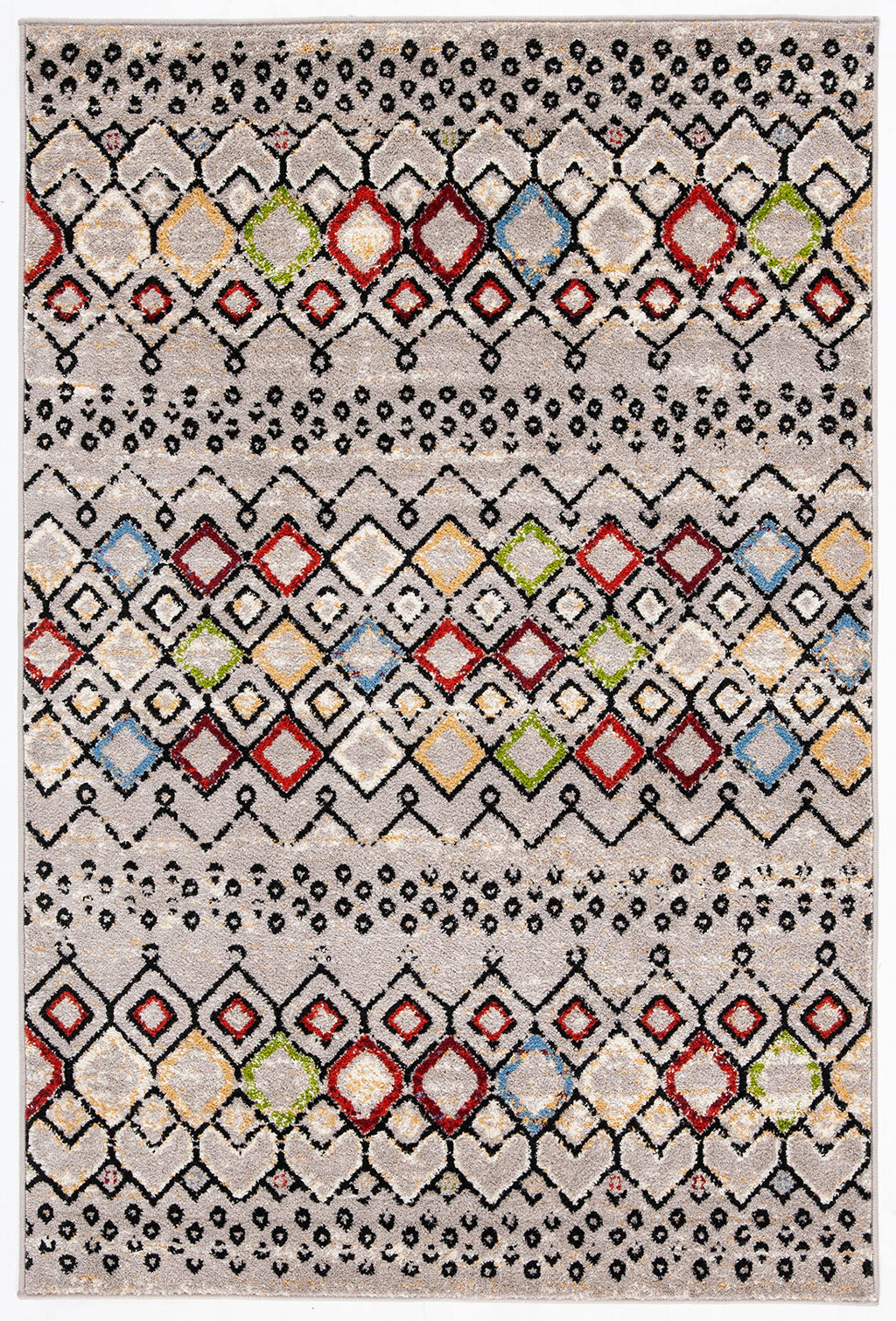Safavieh Amsterdam Collection Accent Rug - 4' X 6', Light Grey & Multi, Moroccan Boho Design, Non-Shedding & Easy Care, Ideal Fo