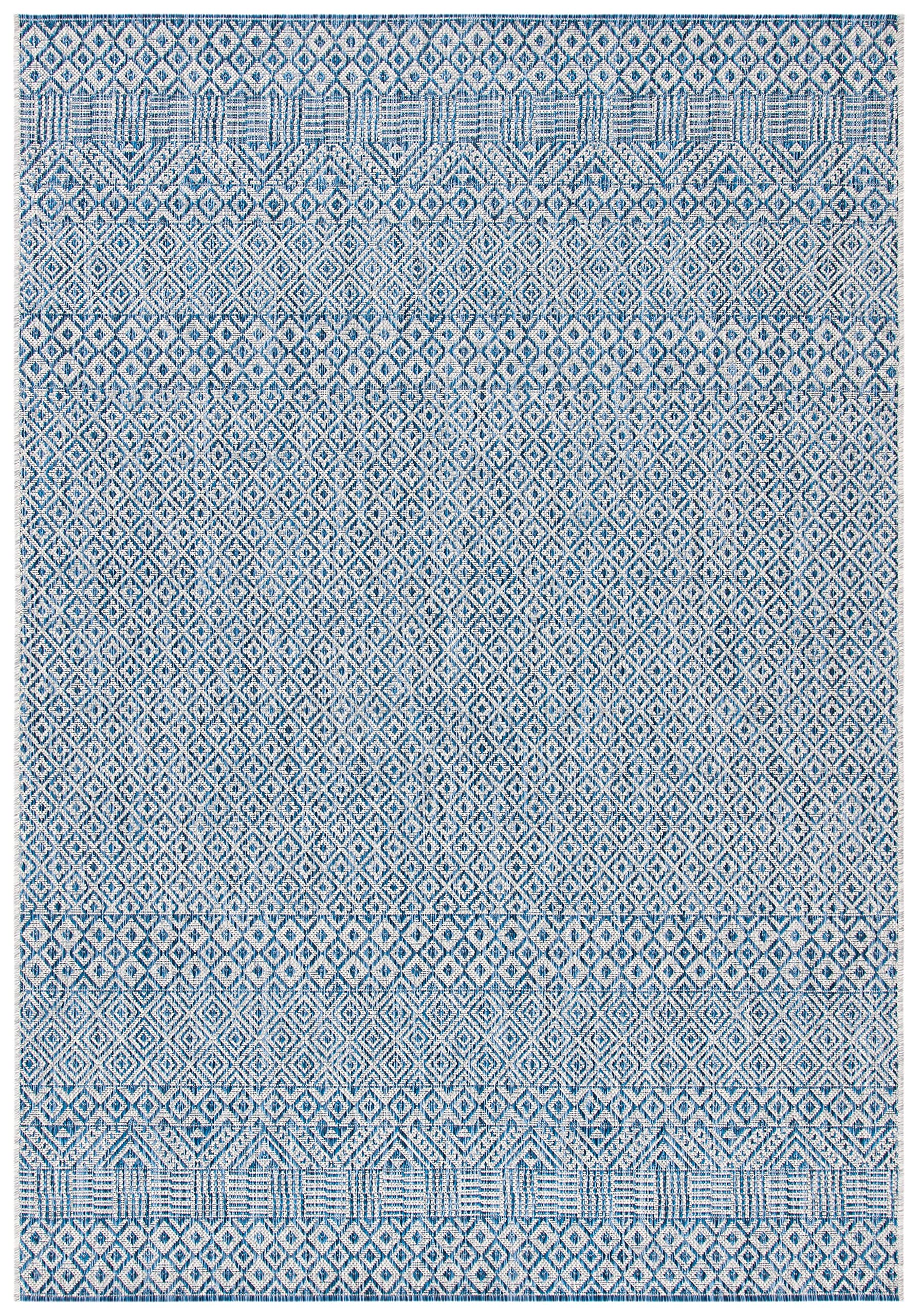Safavieh Courtyard Collection 4' X 5'7' Grey/Blue Cy8235 Indoor/ Outdoor Waterproof Easy Cleaning Patio Backyard Mudroom Accent Rug