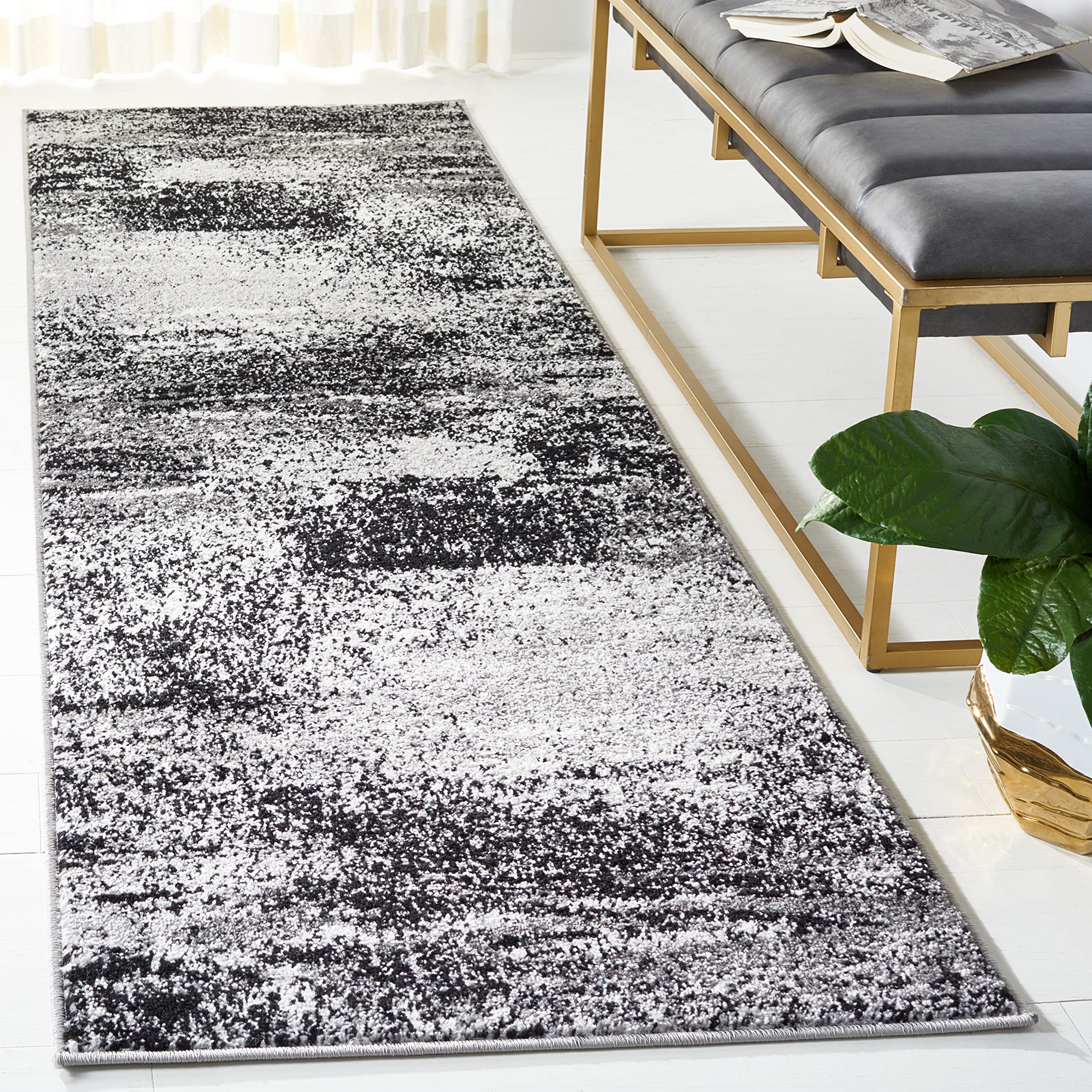 SAFAVIEH Adirondack Collection Runner Rug - 21 x 8, Silver & Multi, Modern Abstract Design, Non-Shedding & Easy Care, Ideal fo
