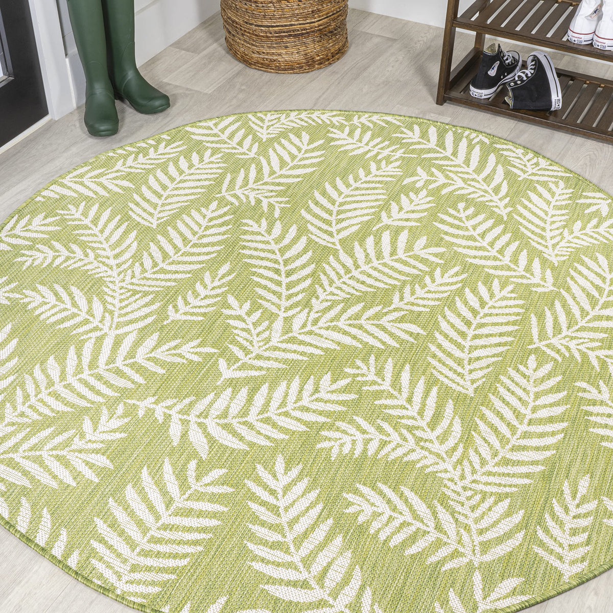 Jonathan Y Smb119D-5R Nevis Palm Frond Indoor Outdoor Area Rug, Coastal Casual Country Easy Cleaning,Bedroom,Kitchen,Backyard,Pa