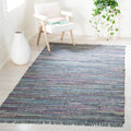 SAFAVIEH Rag Rug Collection Accent Rug - 4 x 6, Aqua & Multi, Handmade Boho Stripe Cotton, Ideal for High Traffic Areas in Ent