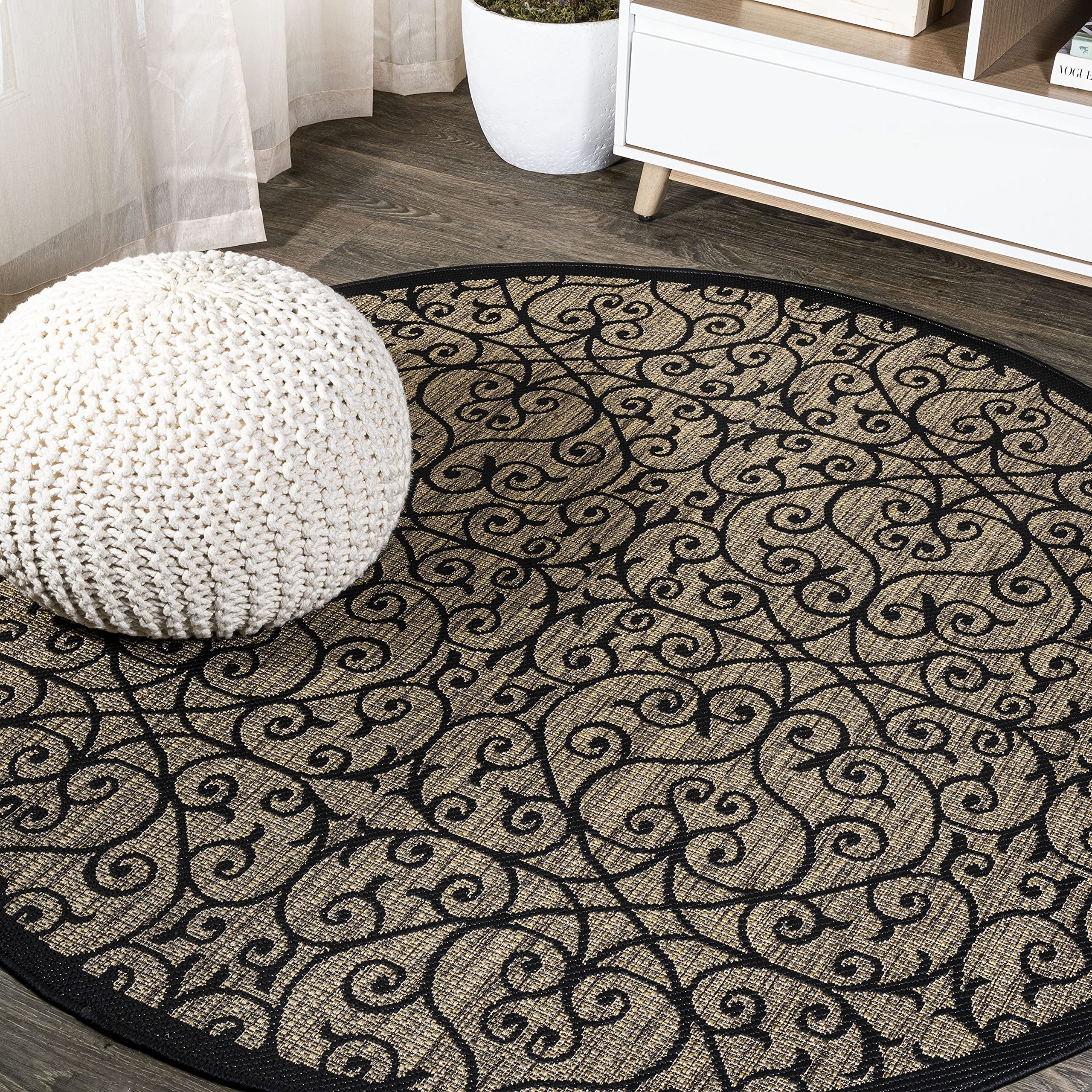 Jonathan Y Smb107A-5R Madrid Vintage Filigree Textured Weave Indoor Outdoor Area Rug, Classic, Traditional, Transitional Easy Cl