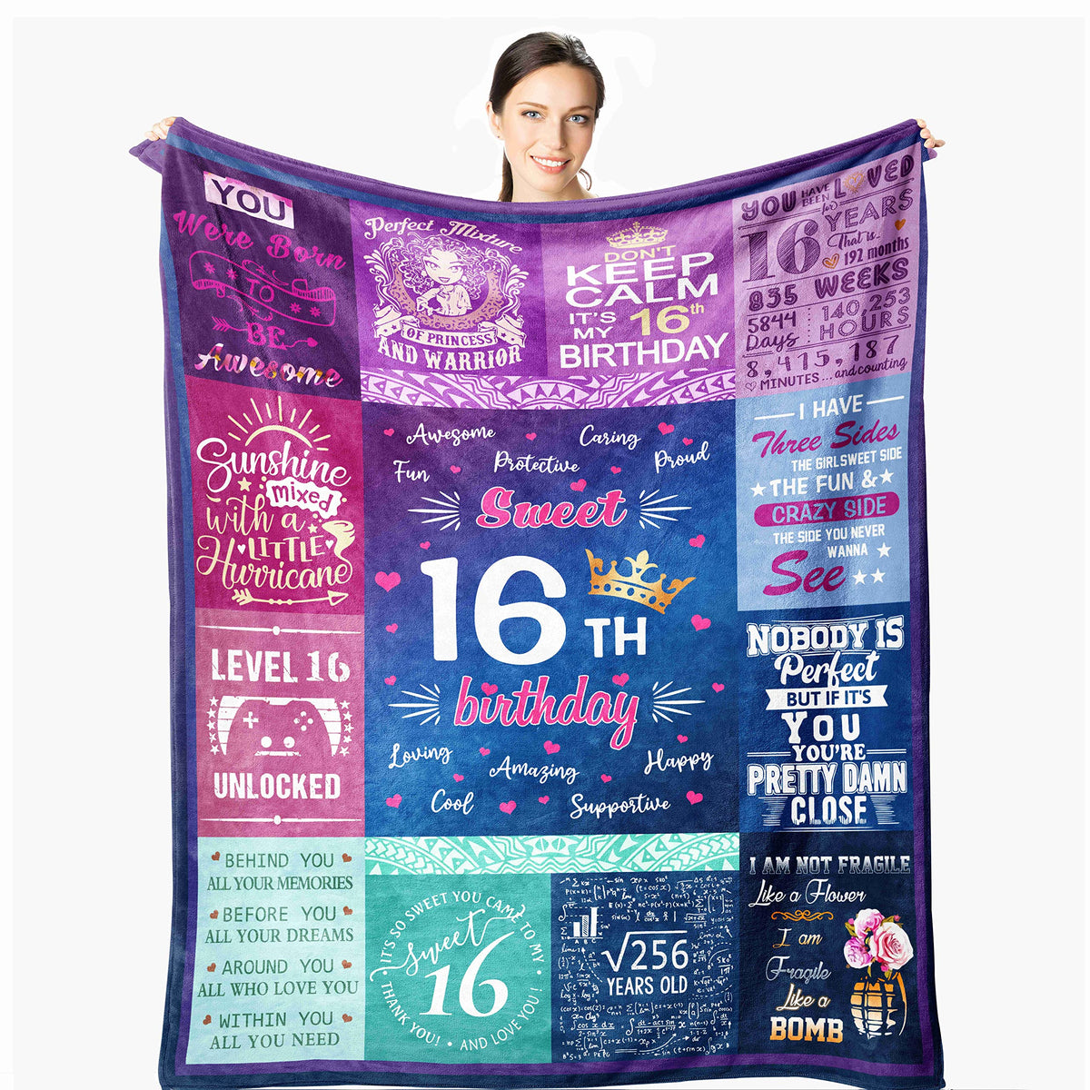 Wisegem Sweet 16 Gifts For Girls - 16Th Birthday Gifts For Girls - 16 Year Old 50'X40' Blanket For Birthday - Gifts For 16 Yea