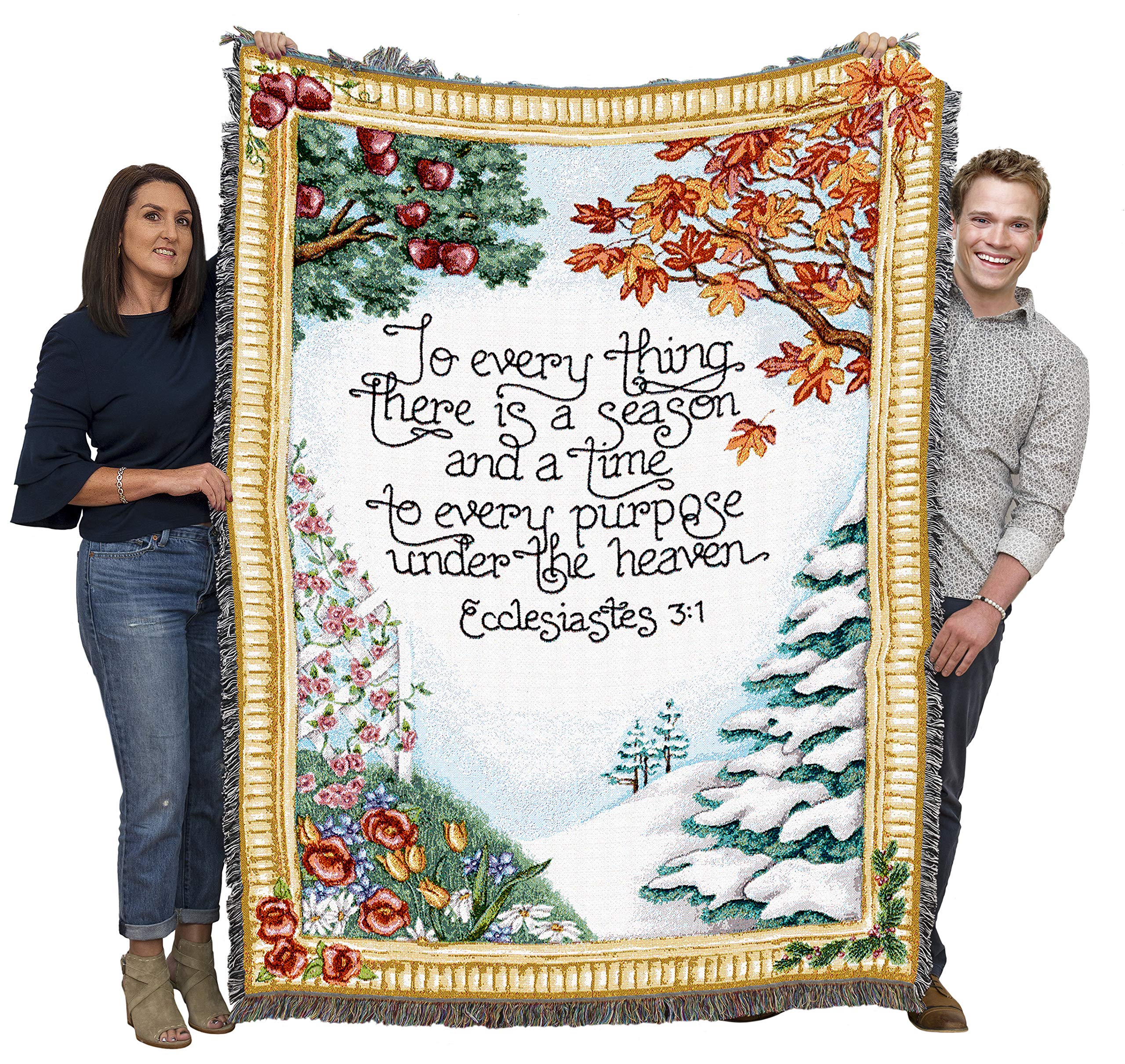 Pure Country Weavers There Is A Season Blanket By Yvonne Symank - Scriptures - Ecclesiastes 3:1 - Religious Gift Tapestry Throw