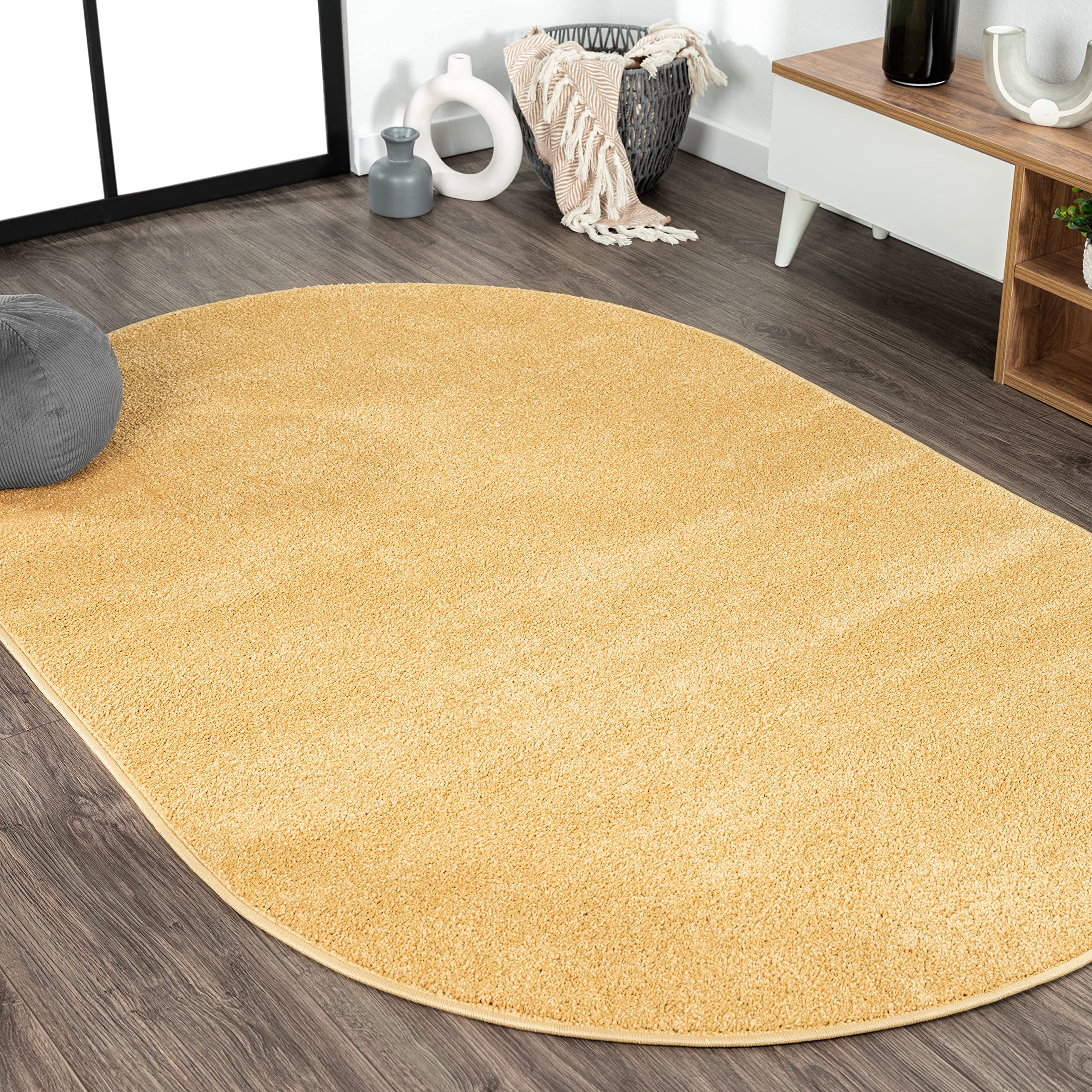JONATHAN Y SEU100B-6OV Haze Solid Low-Pile Indoor Area Rug, Coastal, Bohemian, Minimalist, Classic, Casual for Bedroom,Kitchen,L