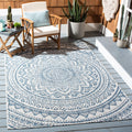 Safavieh Courtyard Collection 8' X 10' Ivory/Navy Cy8734 Indoor/ Outdoor Waterproof Easy Cleaning Patio Backyard Mudroom Area Ru