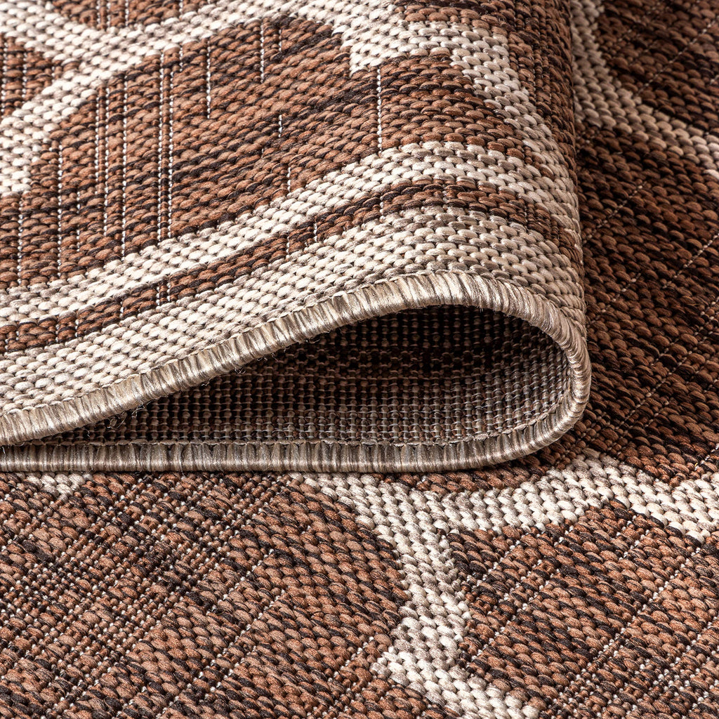 Jonathan Y Smb109B-9R Trebol Moroccan Trellis Textured Weave Indoor/Outdoor Area Rug, Modern, Bohemian, Contemporary For Bedroom, Kitchen, Living Room, Easy-Cleaning, Espresso/Taupe, 9' Round