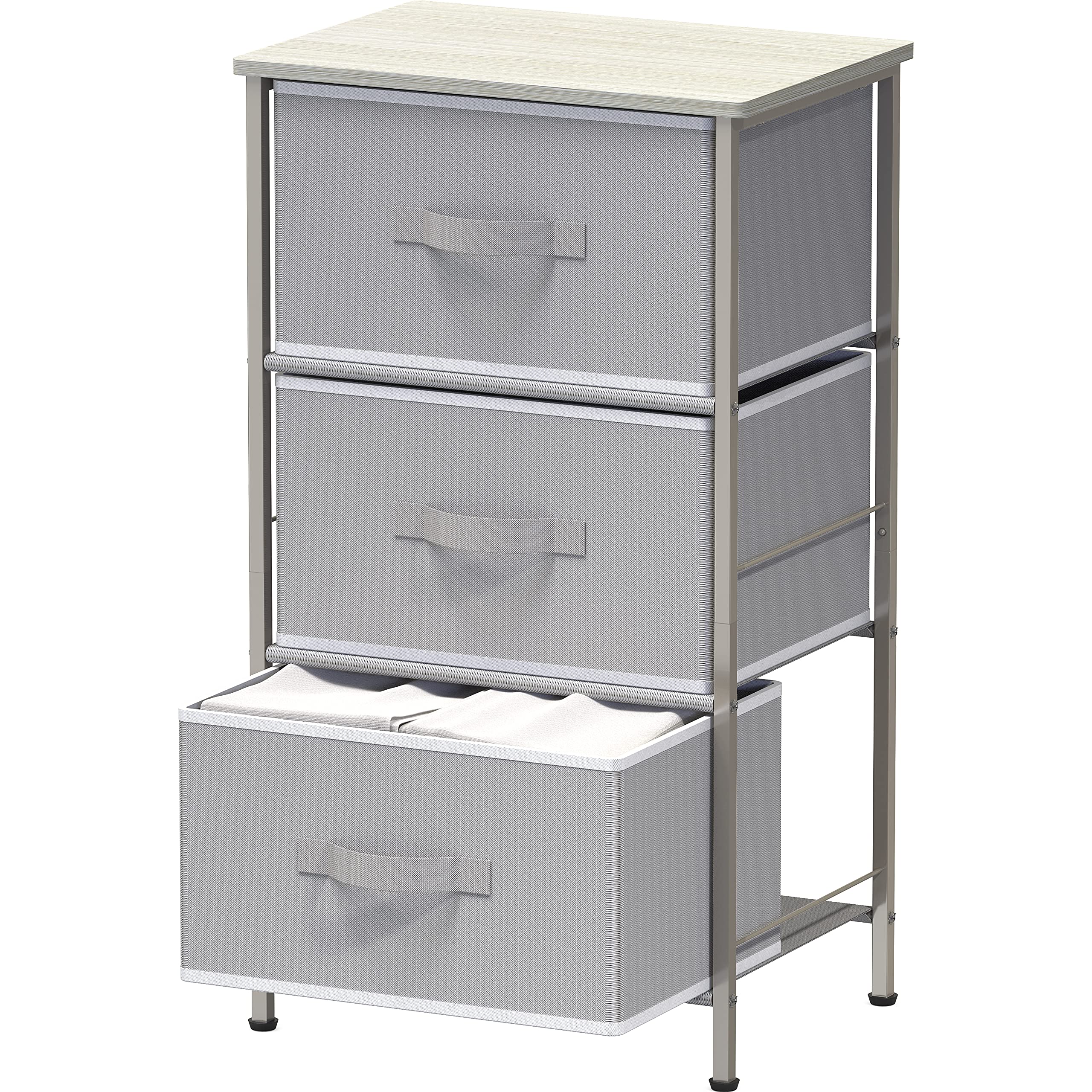 Simple Houseware Nightstands Dresser for Bedroom 3-Tier Organizer Drawer Storage Tower, Grey