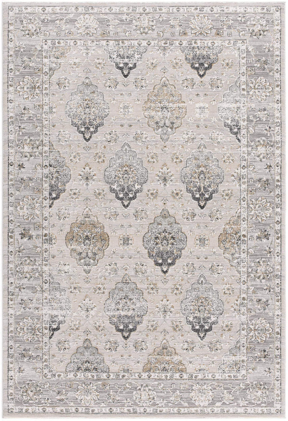 HomeRoots 524872 4 x 6 ft. Grey Oriental Washable Non Skid Rectangle Area Rug