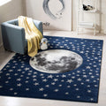 SAFAVIEH Carousel Kids Collection 8 Square Navy/Grey CRK135N Moon & Stars Non-Shedding Playroom Nursery Bedroom Area Rug