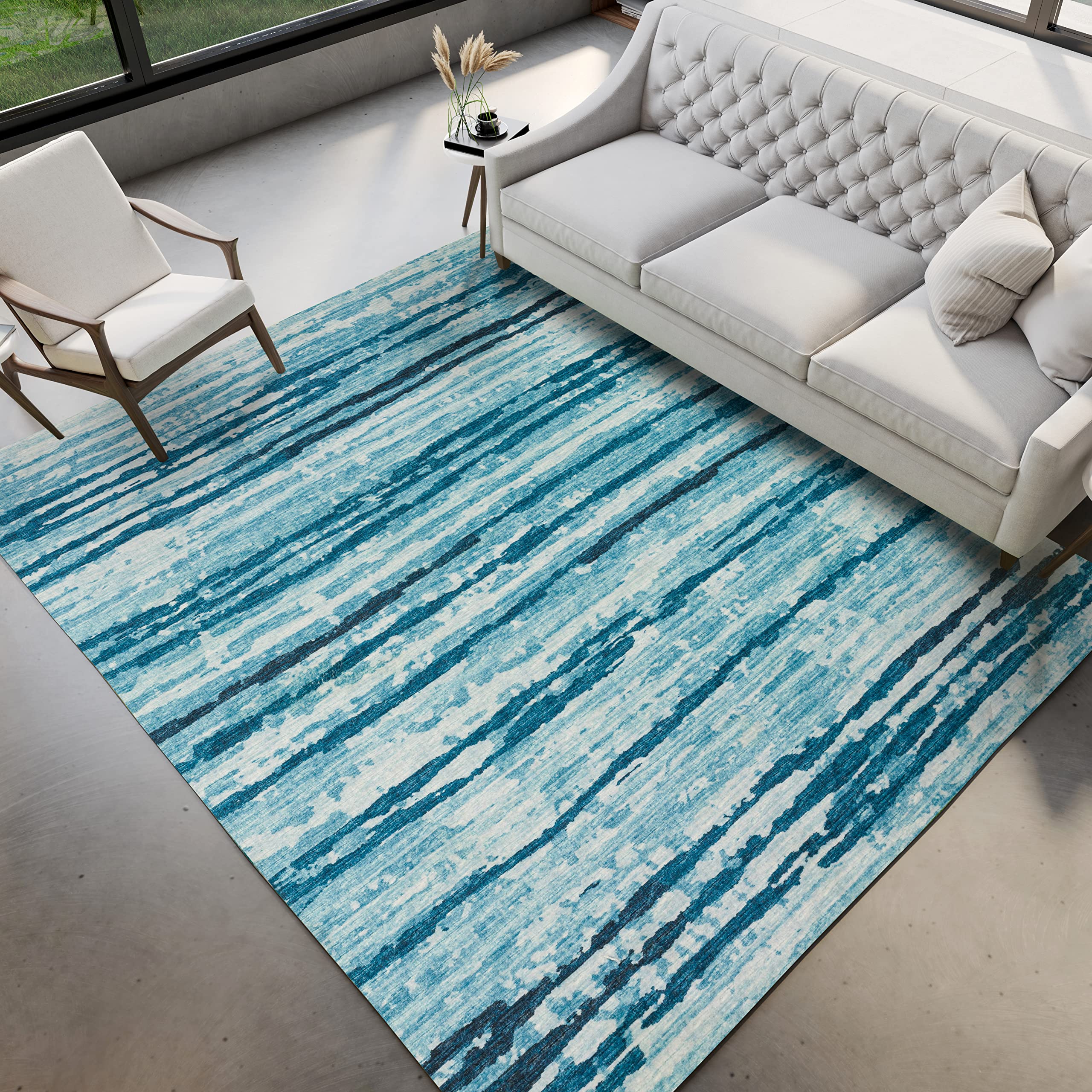 Dalyn Rugs Brisbane Br4 Destressed Striped Sky 5' X 7'6&quot;