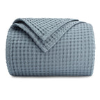 Comfy Cubs 100% Cotton Waffle Weave Throw Blanket Breathable Skin-Friendly Soft Lightweight Blankets - Perfect Warm Textured Bla