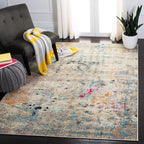 SAFAVIEH Madison Collection Area Rug - 5'3'' x 7'6'', Grey & Gold, Boho Abstract Distressed Design, Non-Shedding & Easy Care, Id