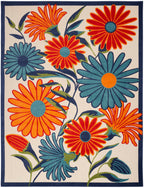 Nourison Aloha Indoor/Outdoor Multicolor 5'3' X 7'5' Area Rug, Easy Cleaning, Non Shedding, Bed Room, Living Room, Dining Room, Kitchen (5X7)