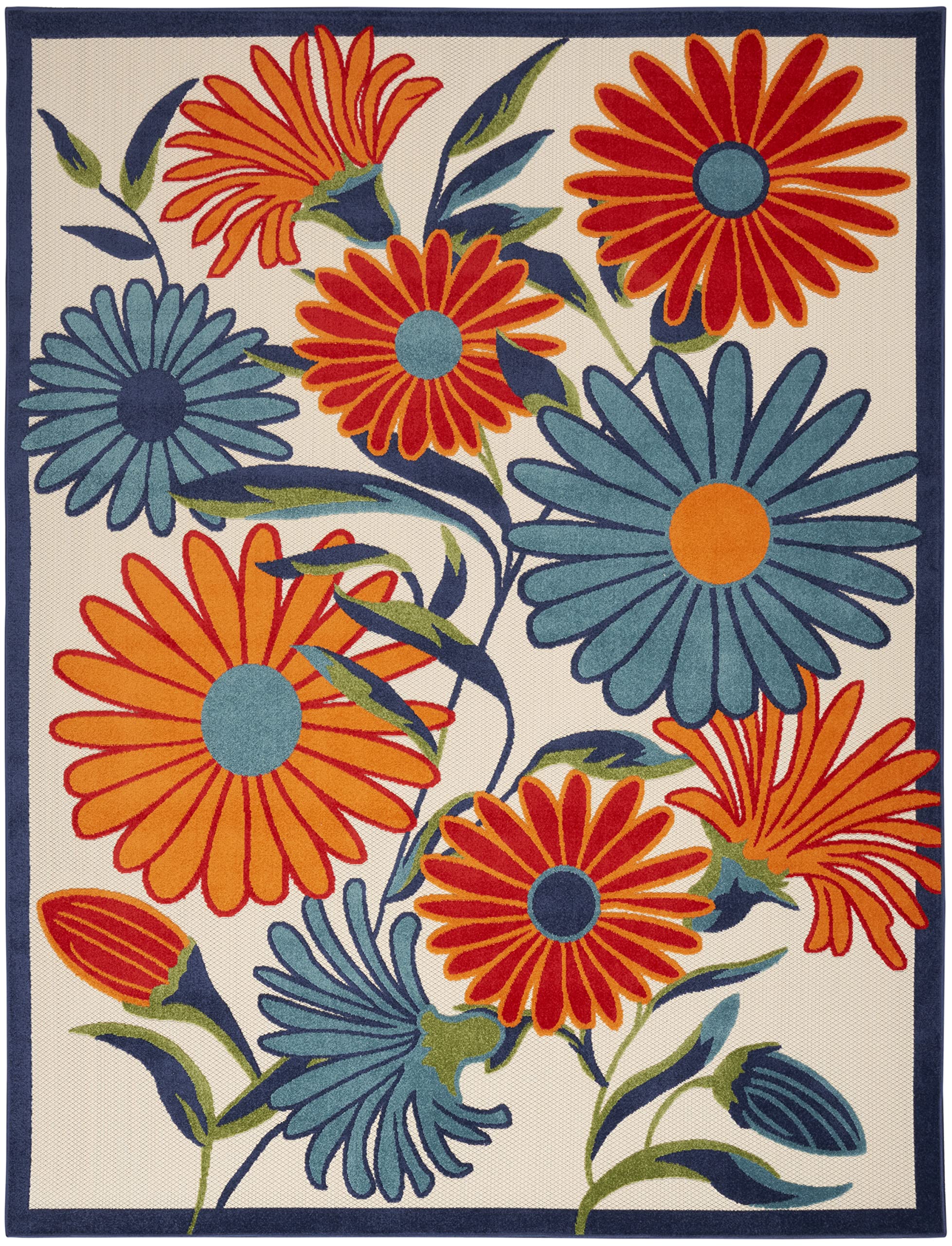 Nourison Aloha Indoor/Outdoor Multicolor 3'6' X 5'6' Area Rug, Easy Cleaning, Non Shedding, Bed Room, Living Room, Dining Room, Kitchen (4X6)