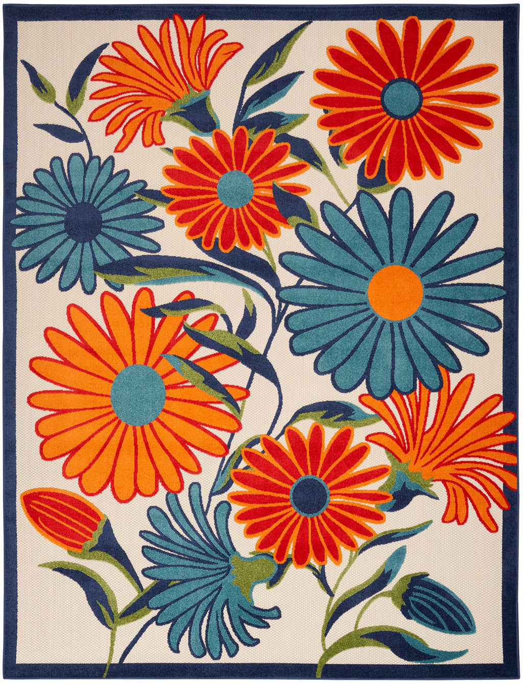 Nourison Aloha Indoor/Outdoor Multicolor 6' X 9' Area Rug, Easy Cleaning, Non Shedding, Bed Room, Living Room, Dining Room, Kitchen (6X9)