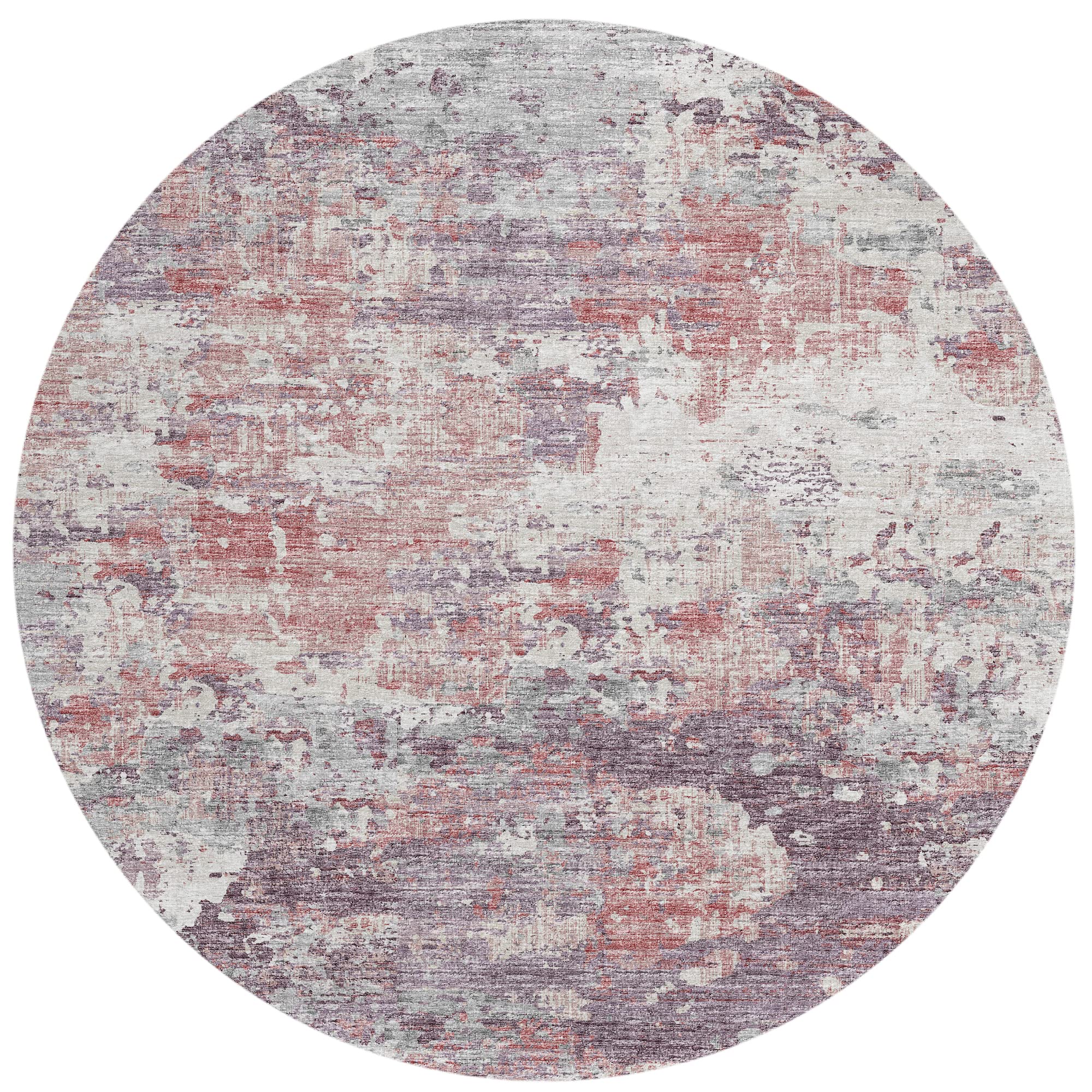 Addison Rugs Indoor/Outdoor Accord Aac34 Pink Washable 8' X 8' Indoor Outdoor Round Rug, Easy Clean, Machine Washable, Non Shedding, Bedroom, Living Room, Dining Room, Kitchen, Patio Rug