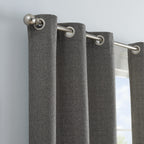 Eclipse Carter Draftstopper Light Filtering Grommet Lined Window Curtains For Living Room (2 Panels), 37 In X 84 In, Charcoal