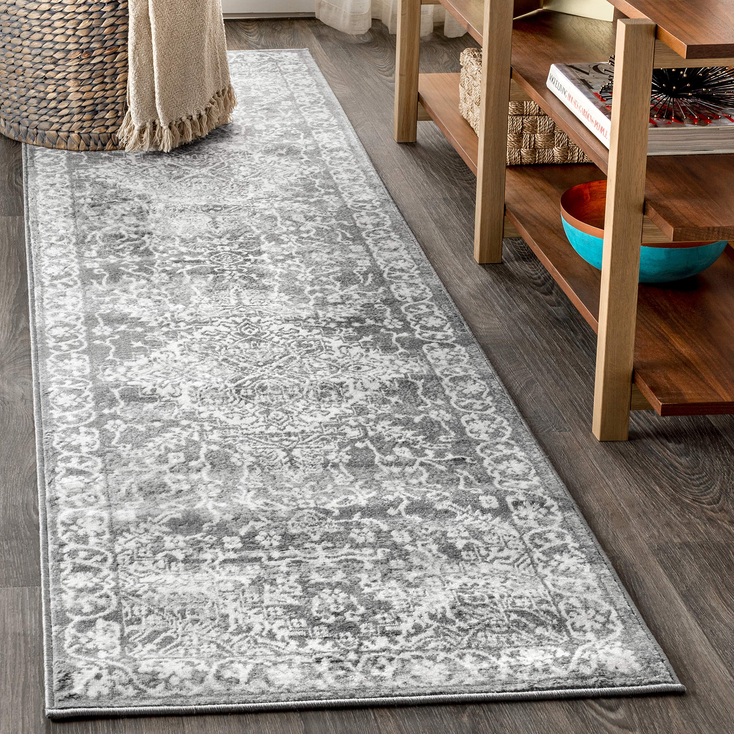JONATHAN Y MDP100A-28 Modern Vintage Medallion Light Grey 2 ft. x 8 ft. Runner Rug Contemporary, Transitional, Bohemian, Perfect
