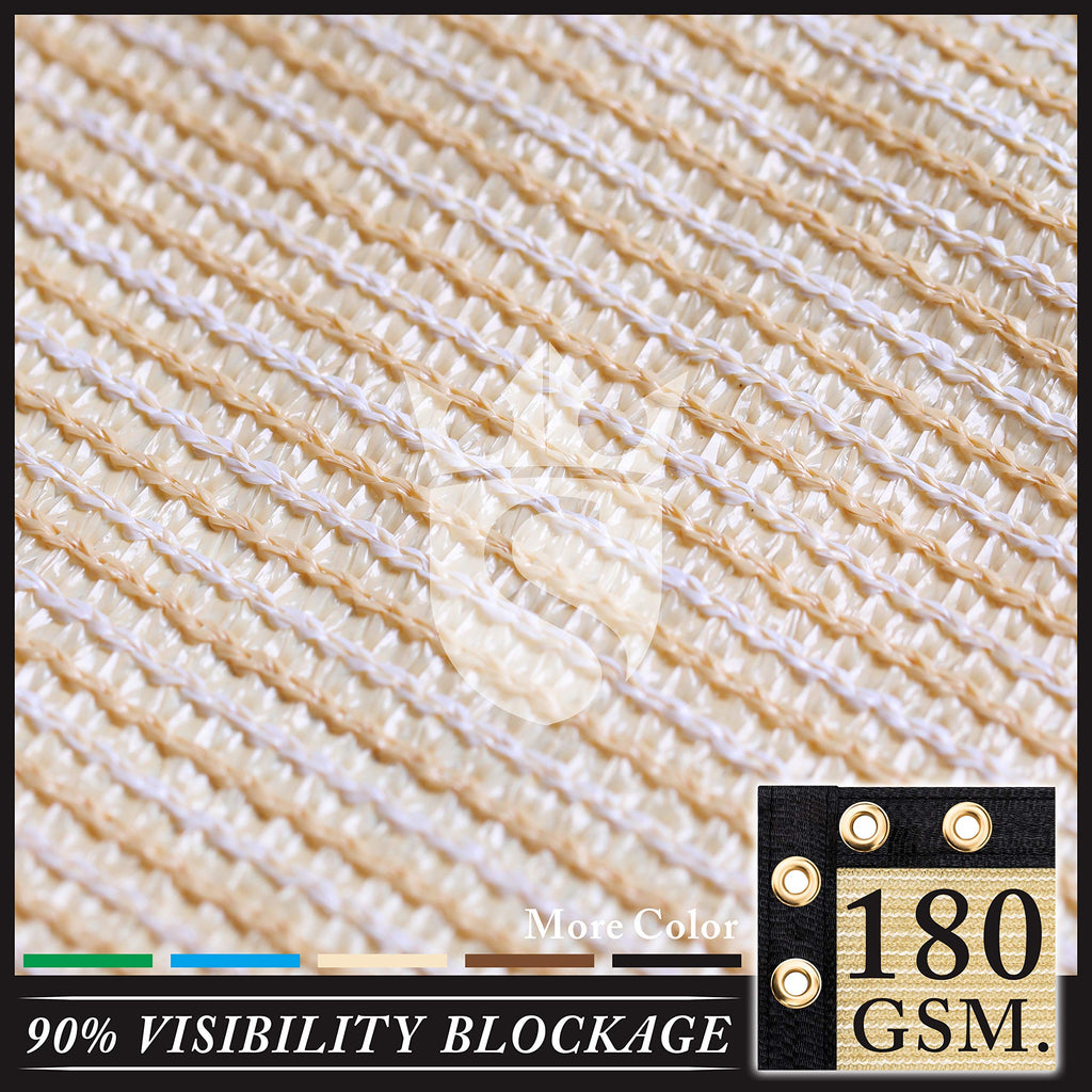Royal Shade Custom Size 6' X 162' Beige Fence Privacy Screen Windscreen Cover Netting Mesh Fabric Cloth - Cable Zip Ties Include