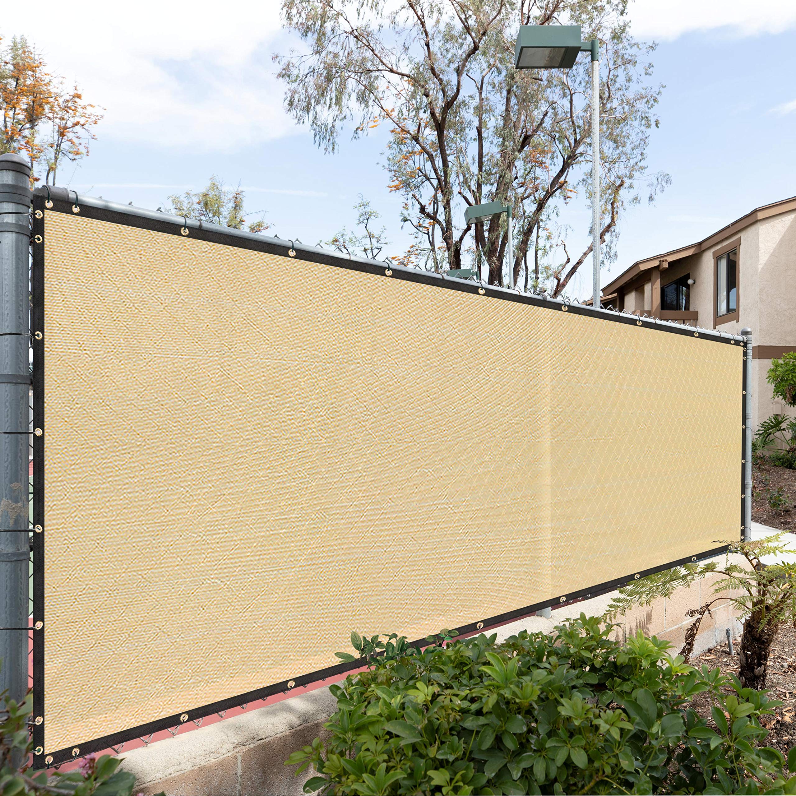 Royal Shade Custom Size 8' X 175' Beige Fence Privacy Screen Windscreen Cover Netting Mesh Fabric Cloth - Cable Zip Ties Include