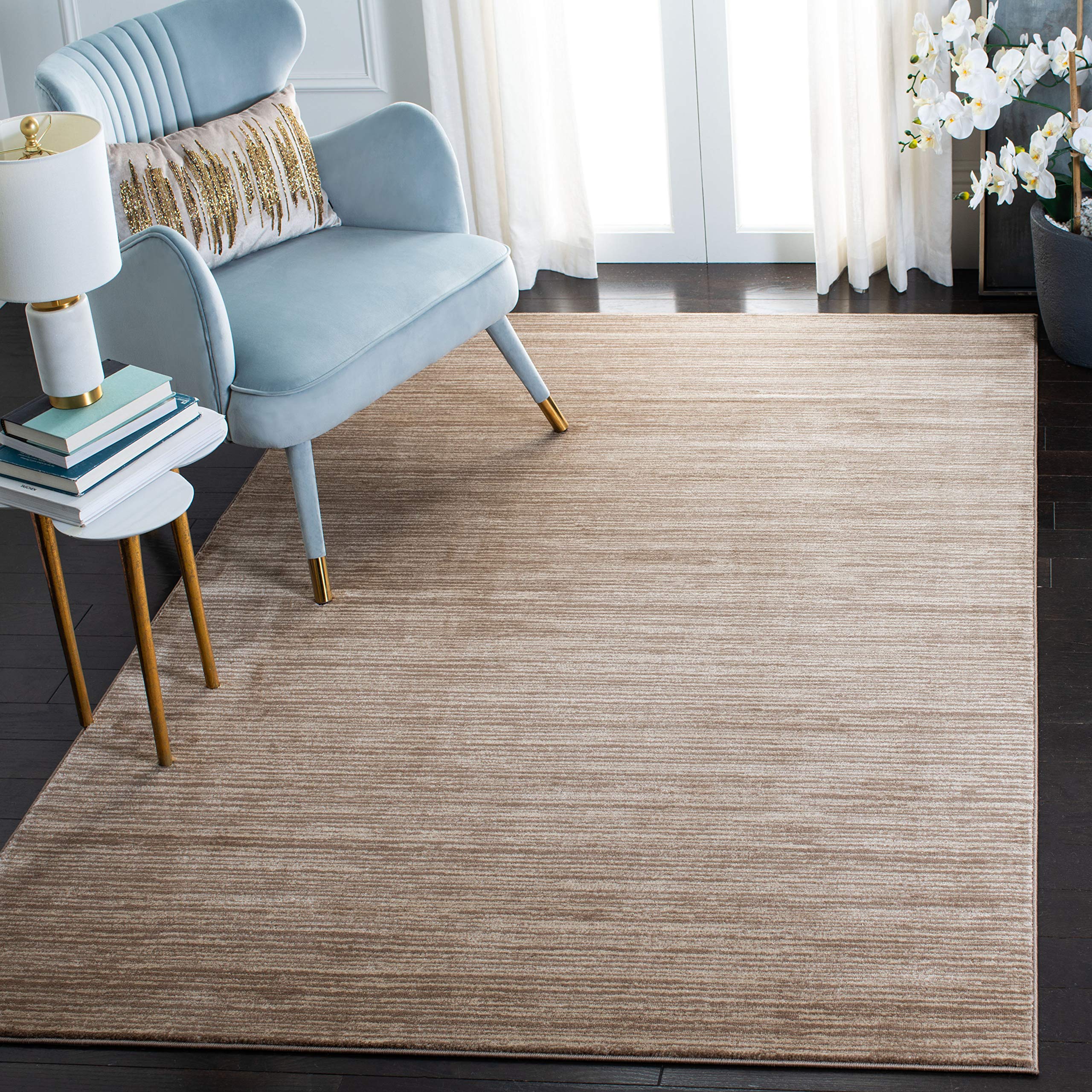 SAFAVIEH Vision Collection Area Rug - 3 Square, Light Brown, Modern Ombre Tonal Chic Design, Non-Shedding & Easy Care, Ideal fo