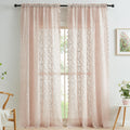 Bujasso Pink Lace Sheer Curtains 84 inch Vintage Floral Sheer Window Curtain Panels for Living Room Girls Bedroom Romantic Light