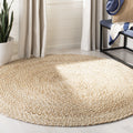 SAFAVIEH Natural Fiber Round Collection 4 Round Ivory NF804B Handmade Boho Charm Braided Jute Area Rug