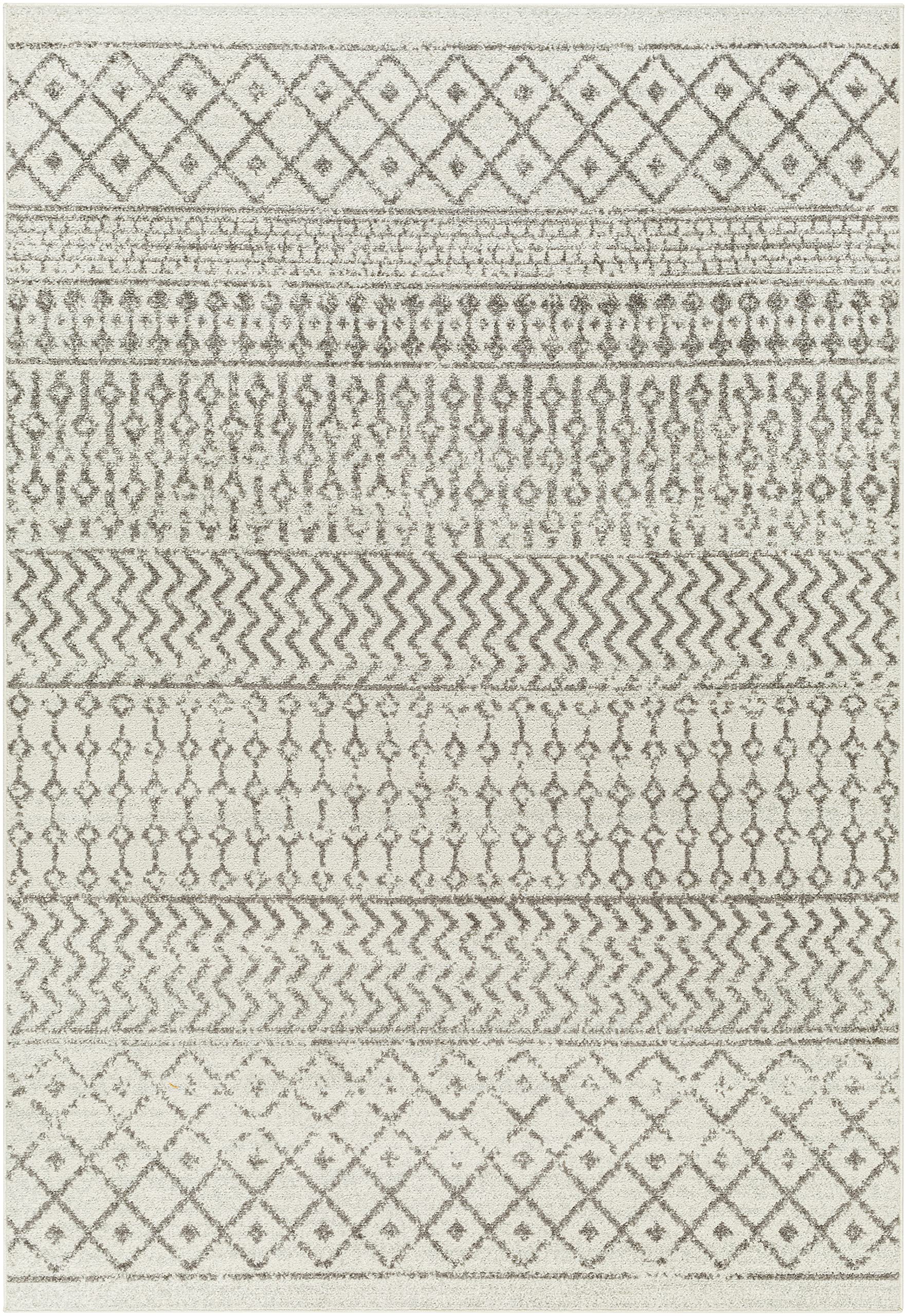 Livabliss Chester Boho Moroccan Area Rug, 3' X 5', Cream/Charcoal