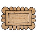 KLAVATE Scalloped Home Decor Braided Bohemian Jute Classic Quality Made Natural Hand Woven Area Rug (Black, 2x3 feet)
