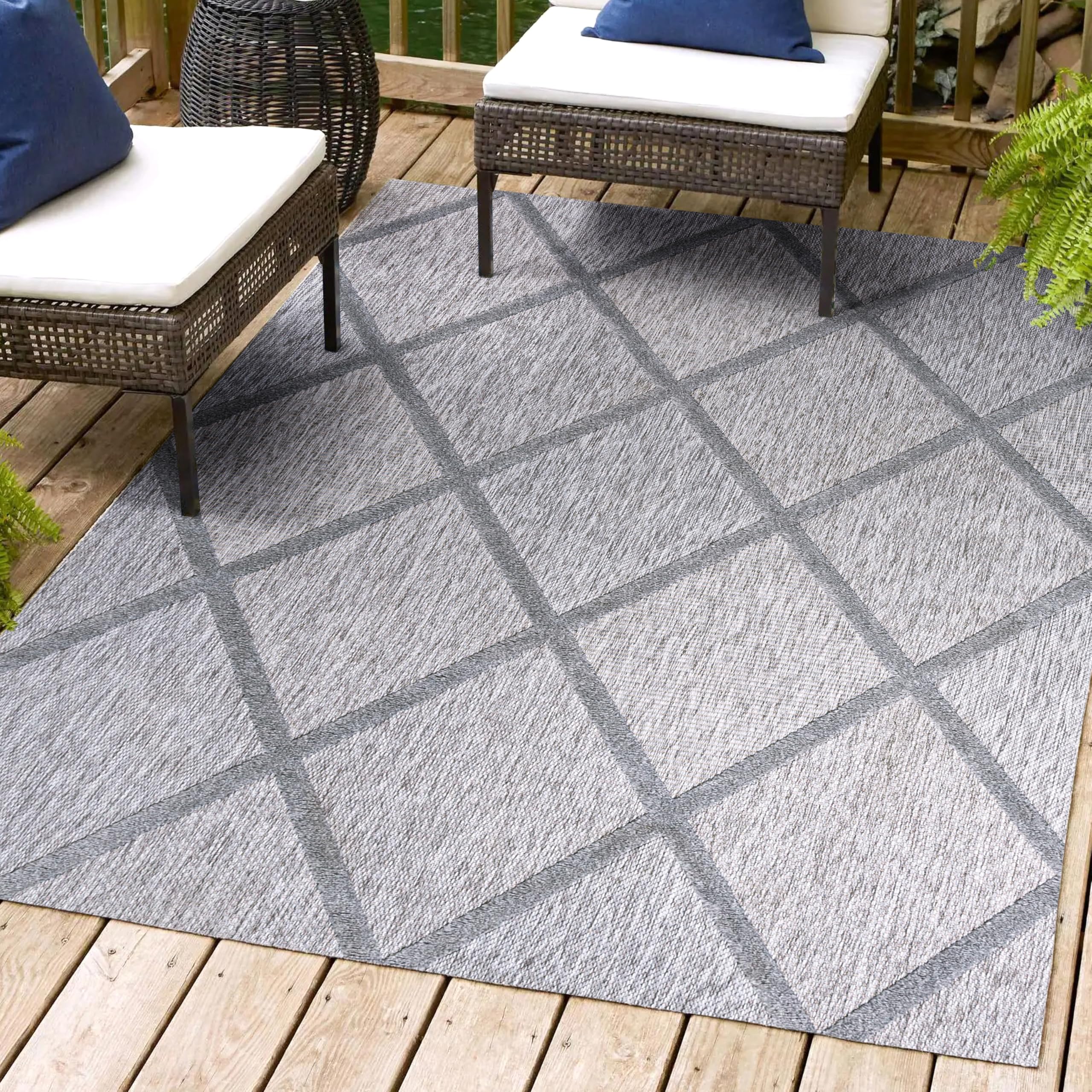 Jonathan Y Ibz101C-4 Salines Diamond Trellis Indoor Outdoor Area Rug Bohemian Geometric Easy Cleaning Bedroom Kitchen Backyard P