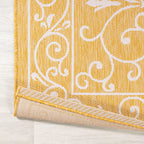 Jonathan Y Smb106L-5Sq Charleston Vintage Filigree Textured Weave Indoor Outdoor Area Rug, Classic Traditional Transitional Easy Cleaning,Bedroom,Kitchen,Backyard,Patio, Yellow/Cream, 5' Square