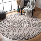 SAFAVIEH Amsterdam Collection 3' Round Light Grey / Brown AMS108F Moroccan Boho Non-Shedding Dining Room Entryway Foyer Living R