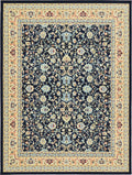 Unique Loom Sialk Hill Collection Area Rug - Washington (9 10 x 13 Rectangle Navy Blue/Cream)
