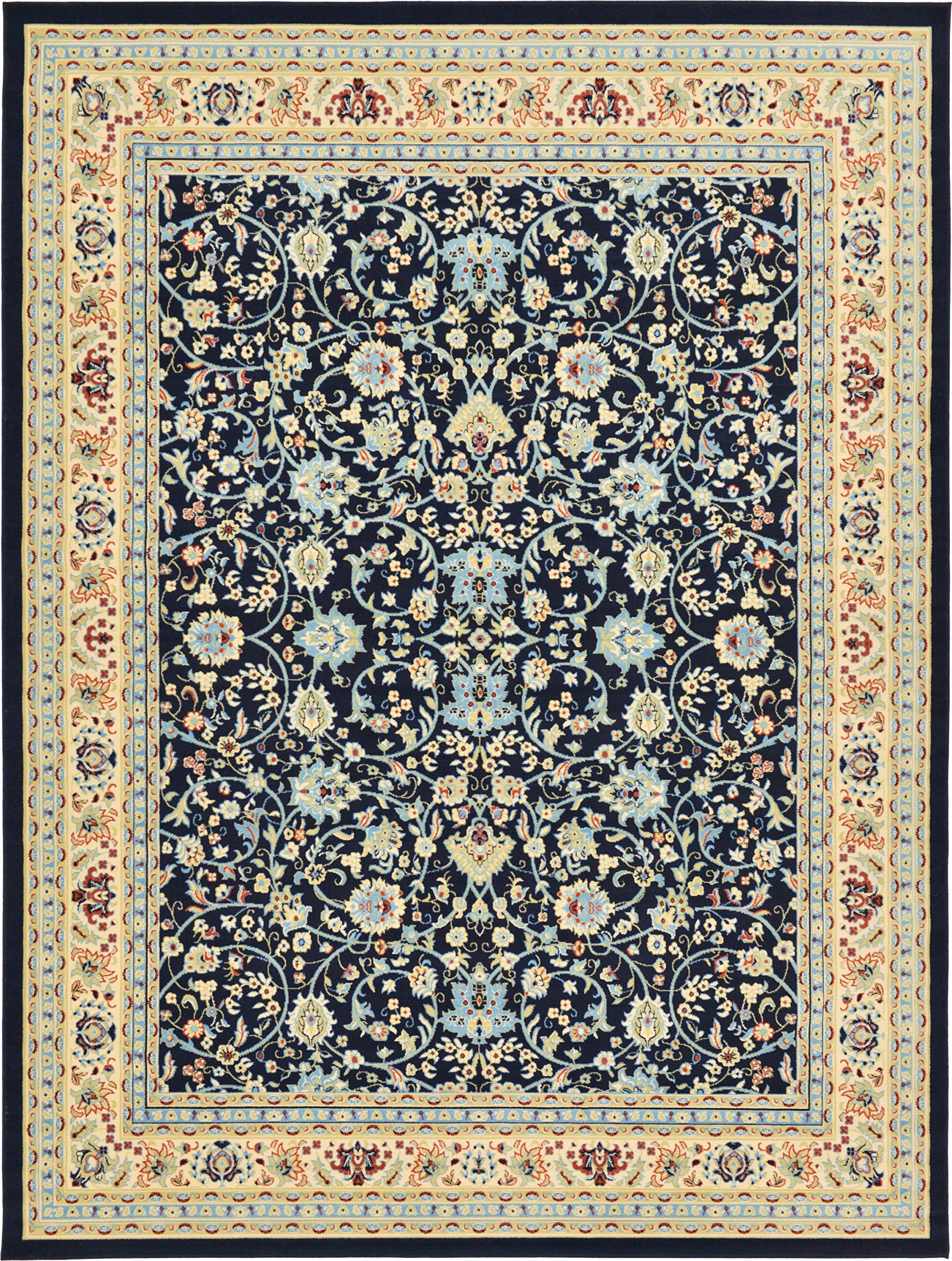 Unique Loom Sialk Hill Collection Area Rug - Washington (9 10 x 13 Rectangle Navy Blue/Cream)