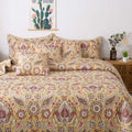 Tache 3 Piece Summer Gold Yellow Pink Royal Medallion Lightweight Bedspread Quilt Set, King