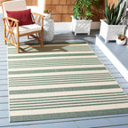 Safavieh Courtyard Collection 6'7'' X 9'6'' Beige/Dark Green Cy6062 Stripe Indoor/ Outside Waterproof Easy Cleansingpatio Backya