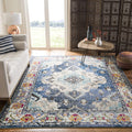 SAFAVIEH Monaco Collection Area Rug - 9 x 12, Navy & Light Blue, Boho Chic Medallion Distressed Design, Non-Shedding & Easy Ca