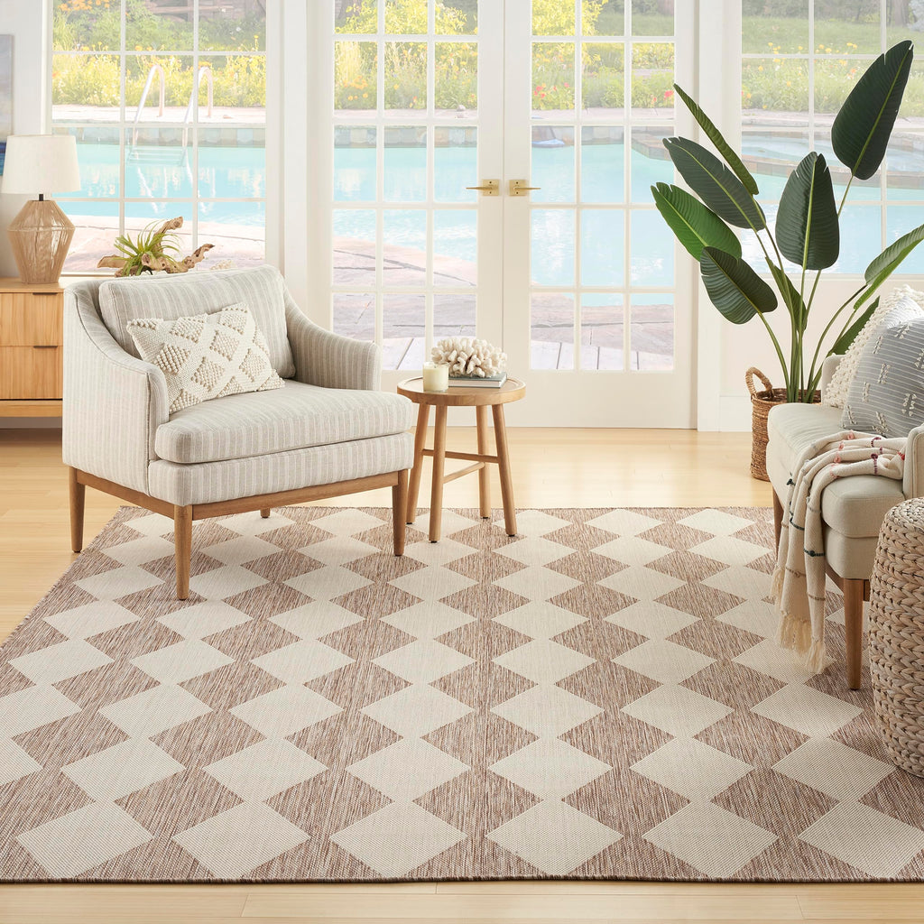 Nourison Positano Indoor/Outdoor Beige 6' X 9' Area Rug, Easy Cleaning, Non Shedding, Bed Room, Living Room, Dining Room, Backyard, Deck, Patio (6X9)